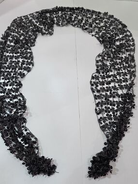 Black Skinny Confetti Scarf Sequins 5"×60" EUC Dressy Gothic Party Boho